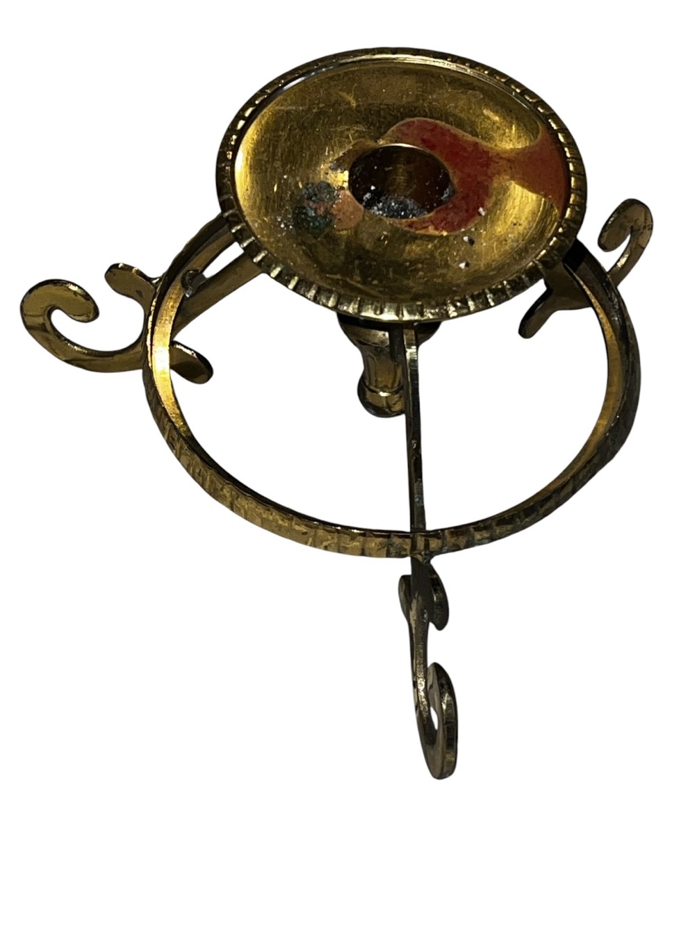 Brass Finish Scroll-Base Candle Holder - Gold - Picture 3 of 5